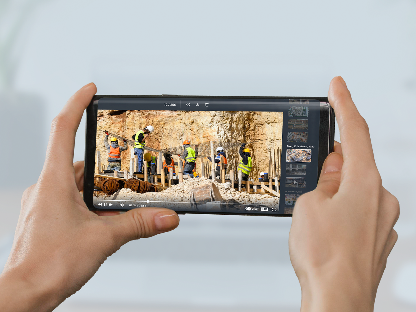Site video playing in the lightbox on a phone