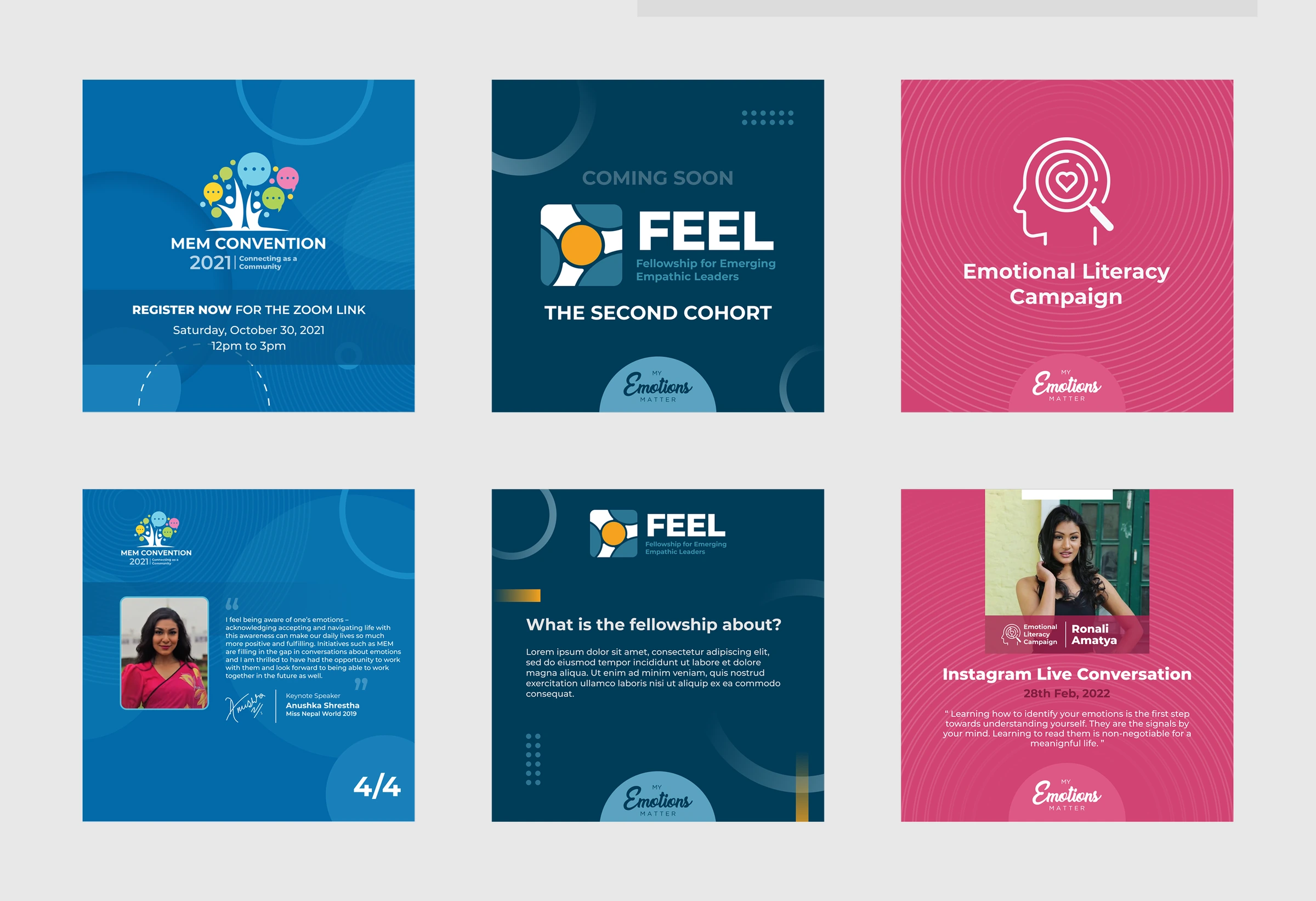 Event and fellowship graphics in three sub-brands