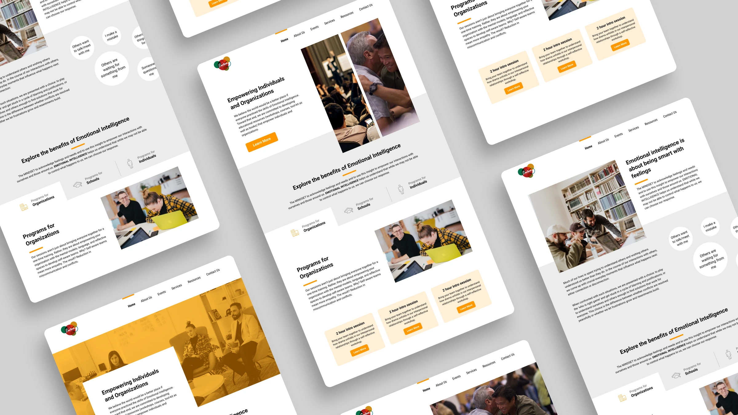 Layout explorations for the landing page